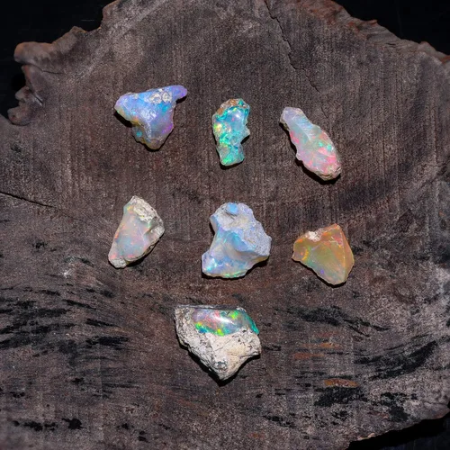 Vista 3 de Jaguar Gem New Lot 50 unidades de piedra natural de ópalo etíope áspero de grado A, suministro de cristales crudos, piedras preciosas para hacer