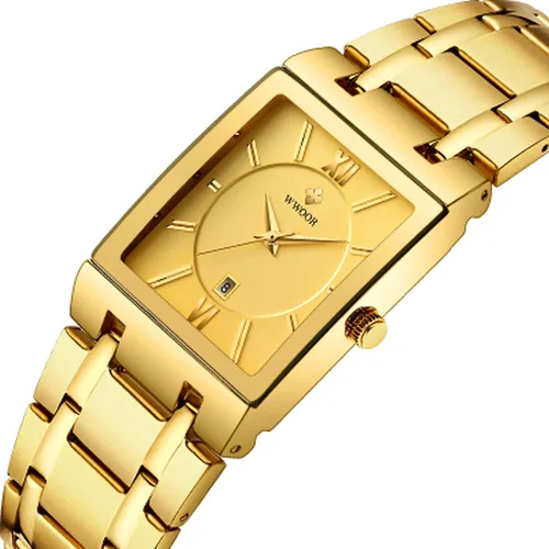 Vista 2 de Relojes cuadrados para hombre de negocios,Reloj de lujo de la noche de la manera,Relojes de pulsera para hombres de cuarzo banda de acero inoxidable