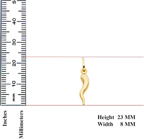 Vista 3 de 14K oro Bull 's cuerno italiano colgante