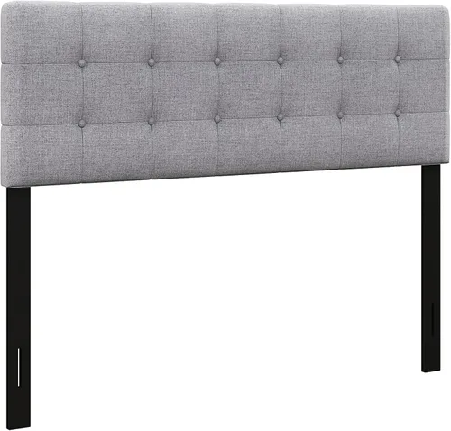 Vista 18 de KOMFOTT - Cabecera tapizada en tela de lino para cama tamaño Full/Queen, cabecera rectangular con patas de madera maciza y ancho ajustable, cabecera