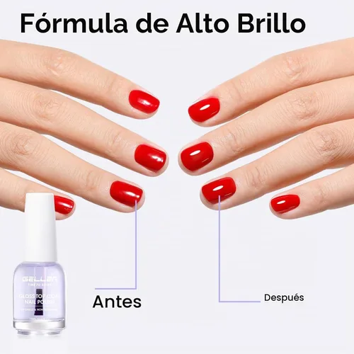 Vista 3 de GELLEN - Esmalte de uñas transparente, alto brillo, no necesita luz, sin HEMA