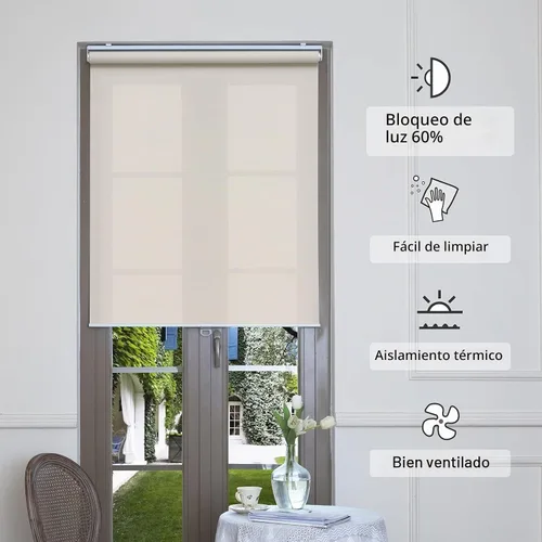 Vista 3 de AOSKY Persianas enrollables sin cordones para ventanas que filtran la luz, pantalla solar semitransparente, con 5% de apertura, protección UV