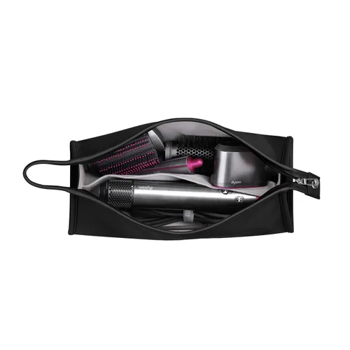 Vista 2 de Estuche de viaje de piel sintética portátil para Dyson Airwrap Styler/Dyson Supersonic Secador de pelo, impermeable, antiarañazos, a prueba de Negro