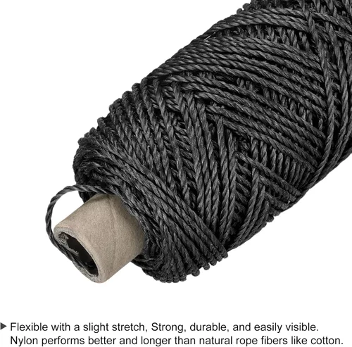 Vista 4 de MECCANIXITY Twisted Mason Line - Cuerda de nailon color negro, 328.1 ft/109 yardas, 0.098 in de diámetro para redes, paisajismo, mejoras del hogar