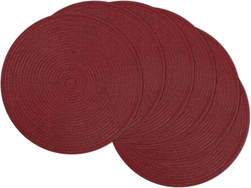 Vista 45 de SHACOS Juego de 4 manteles individuales redondos lavables de 15 pulgadas, de algodón, poliéster, trenzados, para mesa de comedor, boda, decoración