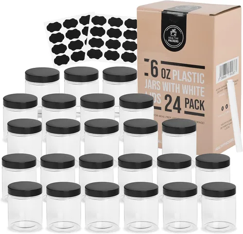 Vista 16 de Healthy Packers® Frascos Pequeños de Plástico con Tapas de 4 oz, Paquete de 12 - Frascos de Plástico Transparentes con Tapas de Rosca para Slime