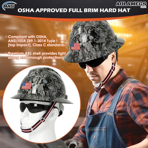 Vista 3 de Stylish Carbon Fiber Pattern Full Brim Hard Hat with Hard Hat Liner and Safety Visor Kit - ANSI Z89.1 Type 1 Class C OSHA Approved Construction Hard