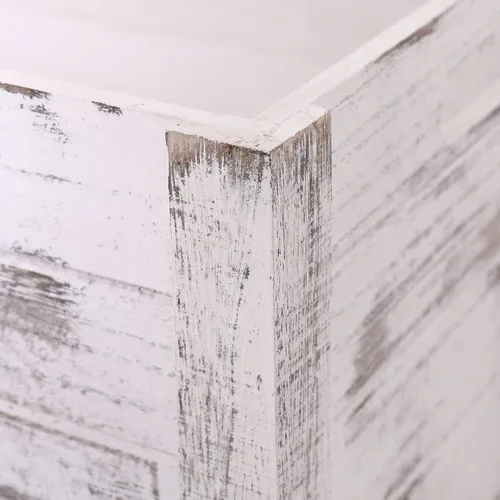 Vista 15 de Cajas modernas de madera blanca para almacenamiento, cajas decorativas rústicas, juego de 3 cajas de almacenamiento de madera extra grandes