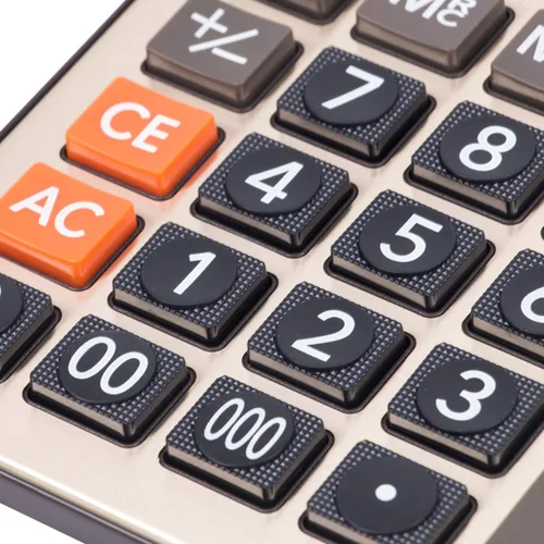 Vista 2 de Calculadora solar de batería de doble potencia, gran función estándar, calculadora de negocios de escritorio con pantalla LCD grande de 14 dígitos