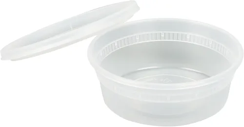 Vista 12 de Restaurantware -Asporto - Cajas para llevar de 8 onzas, 25 recipientes redondos para sopa para microondas - Tapas de plástico transparente