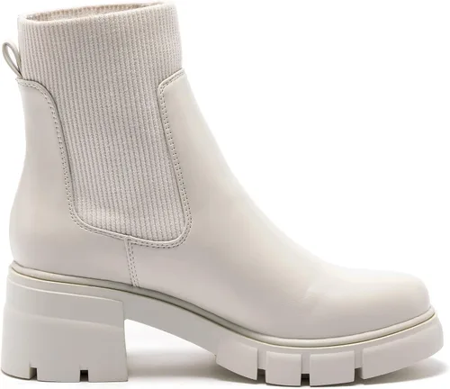 Vista 4 de REDTOP Botas Chelsea elásticas para mujer con tacón grueso en bloque, plataforma y suela con relieves, botines al tobillo
