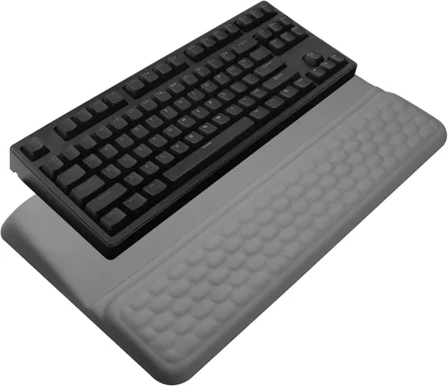 Vista 17 de Soporte para teclado de computadora con reposamuñecas, soporte ergonómico inclinado para teclado - Elevador de teclado con almohadilla para muñeca