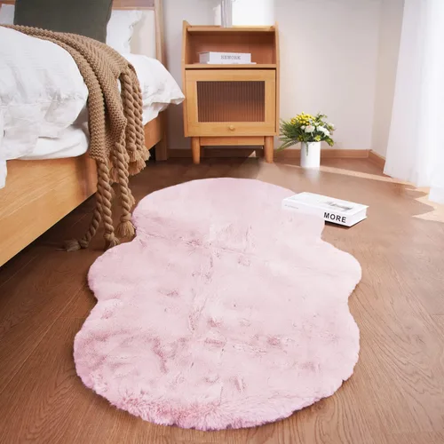 Vista 51 de Ghouse Alfombra ultrasuave de pelo sintético de conejo 2x3, alfombras lavables a máquina para dormitorio, alfombras esponjosas para sala de estar