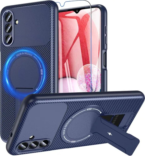 Vista 32 de Funda OWKEY Samsung Galaxy A13 5G, Funda Magnética para Teléfono con Soporte y Protector de Pantalla, Funda Protectora Antihuellas y a Prueba de A13