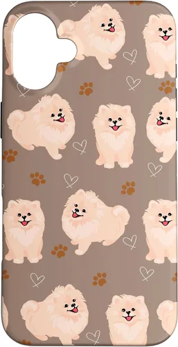 Vista 23 de Funda marrón para iPhone 13 Pro Max con diseño de pomerania y cachorros