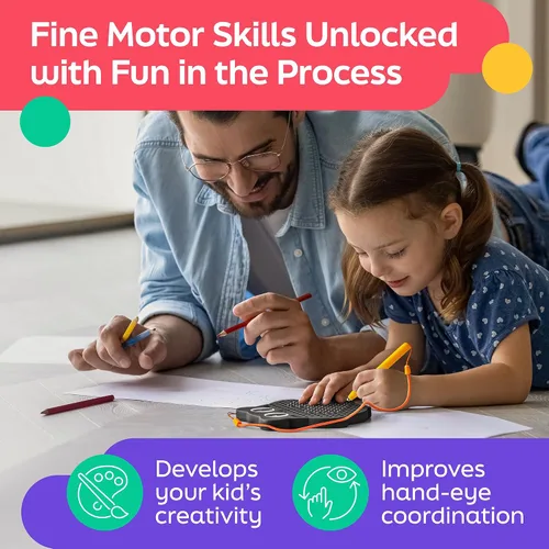Vista 2 de AYNAT FUN Tablero de dibujo magnético para niños y niños pequeños con cuentas y lápiz óptico magnético, juguete de viaje magnético para actividades