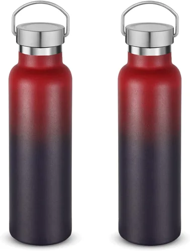 Vista 45 de Neihepal Botellas de agua de acero inoxidable negras, botella de viaje de doble pared con aislamiento al vacío de 20 onzas con tapa a prueba