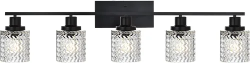 Vista 12 de MELUCEE Aplique de pared de 2 luces con pantalla de vidrio martillado, luces de baño de níquel cepillado sobre el espejo, accesorios de iluminación