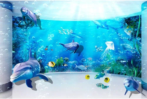 Vista 2 de Wall26 - Mural de pared autoadhesivo, tamaño grande, mundo bajo el océano Seaworld-1907-m08