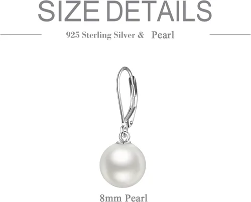Vista 4 de Aretes de plata de ley 925 con perlas, colgantes y colgantes para mujer