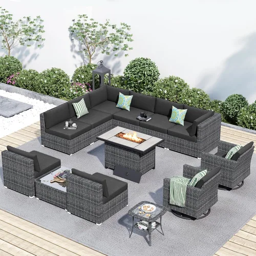Vista 7 de HOOOWOOO Patio Sectional Furniture Set,2 Piece Couch Set with 2 Matching Armless Chairs(Beige)
