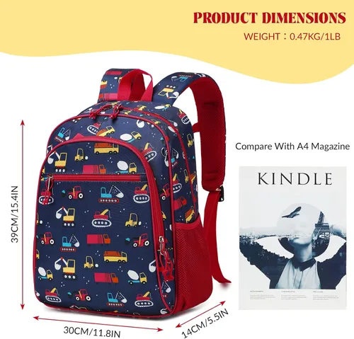 Vista 2 de Ryushoyo Mochila infantil para niños y niñas, mochila para niños y niñas, para jardín de infantes, 2 tamaños con correa para el pecho, Black