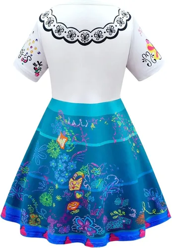 Vista 4 de Vestido Mirabel para niños disfraz de cosplay para niñas vestido de Mirabel Madrigal falda de princesa vestido de verano para fiesta de cumpleaños