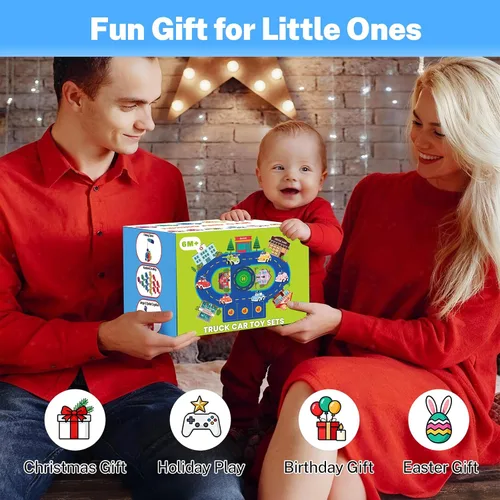 Vista 7 de Goldge Juguetes Montessori 2 en 1 para niños de 1 año - Juego de pesca para niños pequeños con tazas apilables y autos abatibles, juguete