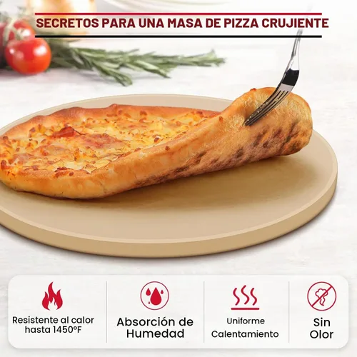 Vista 4 de UNICOOK - Piedra redonda para hornear pizza, 10", 12", 14", 15", 16", para horno y parrilla