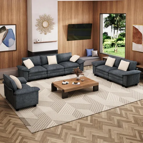 Vista 46 de Sofá Seccional Modular Individual de 53.5", Sillón de Pana Suave y Afelpada con Asiento Profundo Cómodo y Brazos Removibles para Sala de Estar