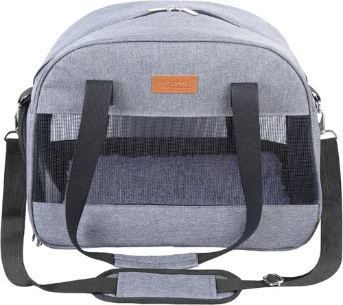 Vista 9 de Transportador para gatos pequeños, perros, transportador de mascotas de lados suaves para gatos, cachorros, mascotas pequeñas, transportador de Negro