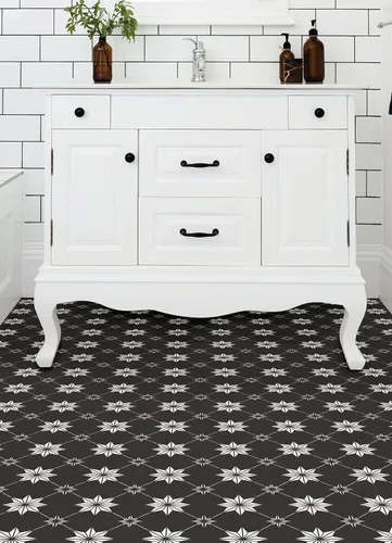 Vista 4 de FloorPops Azulejos Rigel negros adhesivos para el suelo, FP3990