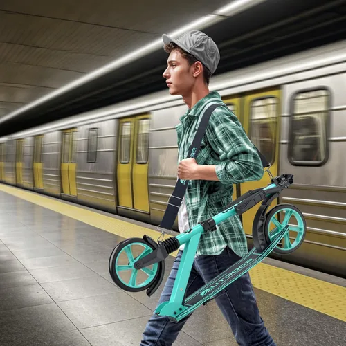 Vista 3 de Patinete Cruiser para exteriores a partir de 6 años, para niños, adolescentes y adultos, carga máxima de 250 libras, plegable, ruedas de 8 pulgadas