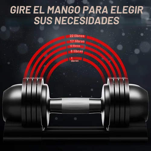 Vista 2 de Juego de mancuernas ajustables de 22 libras, par de mancuernas ajustables, perfecto para entrenamiento de fuerza y entrenamientos de fitness