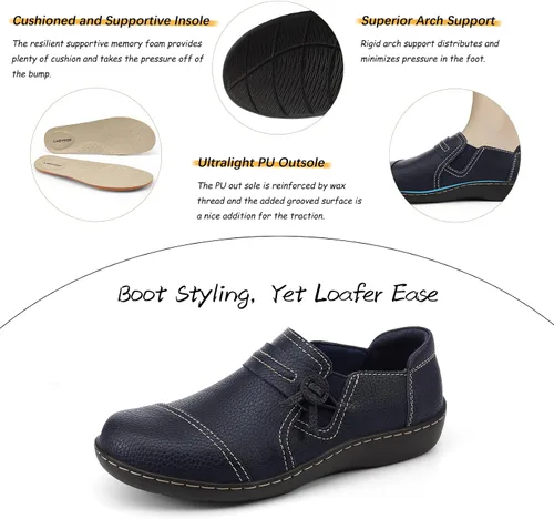 Vista 5 de LAZYPOP Mocasines de cuero clásicos y cómodos para mujer, bonitos zapatos de vestir informales, ligeros, para caminar, zapatos planos