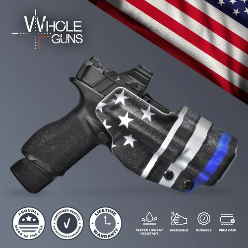 Vista 9 de OWB Negro Quick Detach IDPA - Funda KYDEX - Cintura exterior - Retención Posi-Click - 100% fabricado en EE. UU