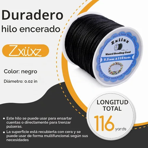 Vista 2 de Cuerda de pulsera de cordón encerado de 0.020 in, cuerda de hilo de cuentas de 116 yardas para pulsera, cadena de cordón encerada para hacer