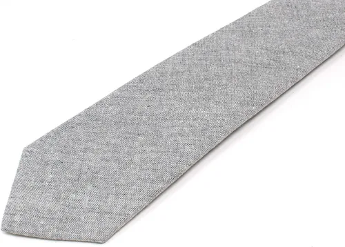 Vista 103 de Corbata delgada de algodón cambray para hombre, estilo desgastado texturizado - 2 1/2 pulgadas de ancho