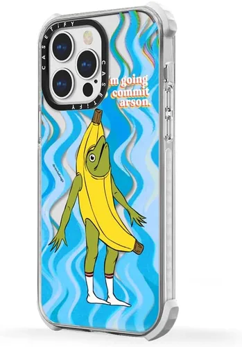 Vista 2 de CASETiFY Funda Ultra Impact para iPhone 13 Pro [protección contra caídas de 9.8 pies] - Plátano incendiario - Transparente
