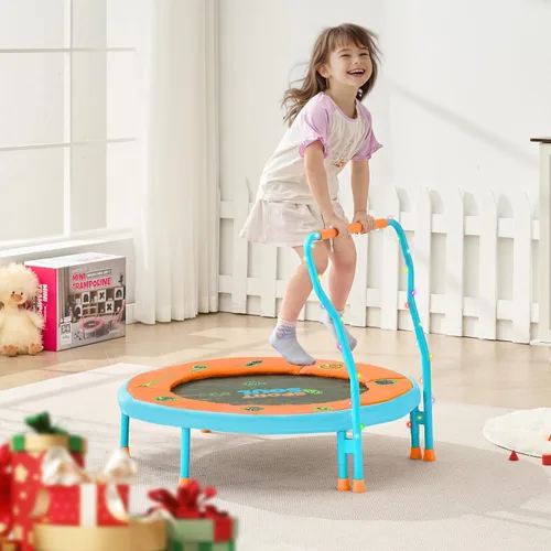 Vista 7 de SPORTSOUL Mini Trampoline for Kids 3-6 with Super Safe Foam Handle Bar, 3ft Toddler Trampoline Indoor with No-Gap Cover for Indoor and Outdoor