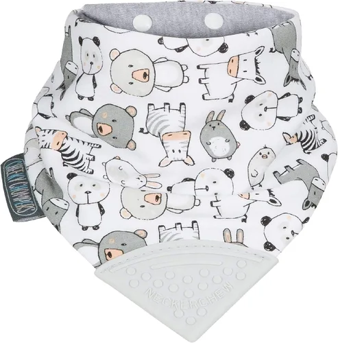 Vista 13 de Cheeky Chompers Neckerchew babero de dentición, babero estilo bandana 2 en 1 con mordedor de silicona de grado alimenticio