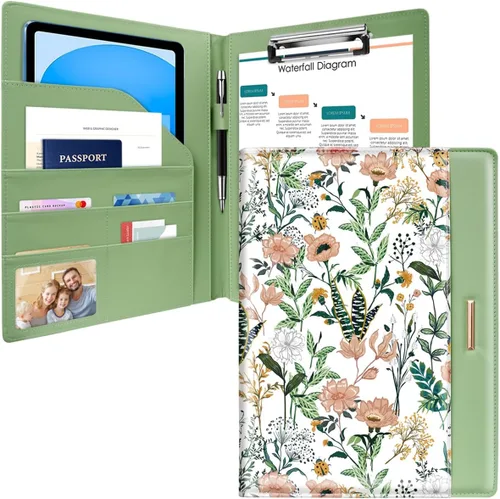 Vista 12 de Carpeta portadocumentos con purpurina/Carpeta portafolio para mujeres y hombres, WAVEYU, elegante y bonita carpeta con cubierta de portafolio
