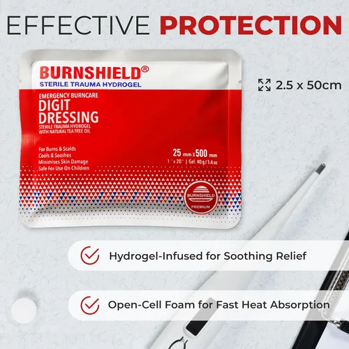 Vista 3 de Burnshield - Apósito para quemaduras de dedos (1.0 x 19.7 in) (estéril y envuelto individualmente)