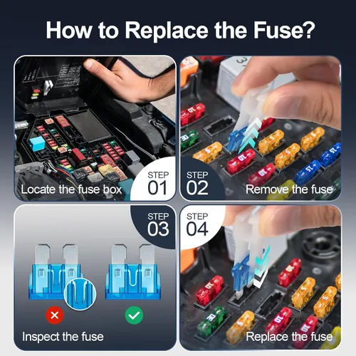 Vista 5 de JOREST Kit de fusibles estándar de 25 piezas para automóvil, fusibles de hoja estándar para automóvil, RV/camión/motocicleta