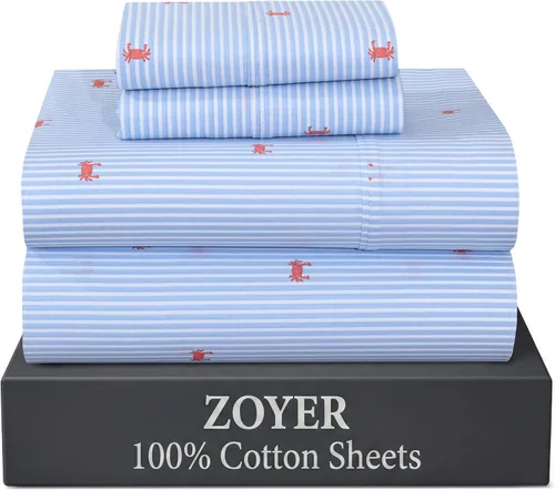 Vista 42 de ZOYER Sábanas de 100 % algodón percal tamaño individual, refrescantes y transpirables, duraderas, con una sensación nítida, suave y cómoda, bolsillo