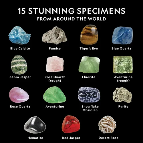 Vista 3 de National Geographic Rocks & Mineral Collection - Caja de colección de rocas para niños con 15 piedras preciosas y cristales, geología para niños