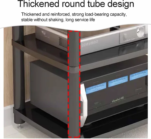 Vista 5 de Soporte para medios de audio y video, soporte de TV para juegos y estante estéreo, torre de audio, soporte para reproductor de grabaciones, pequeño