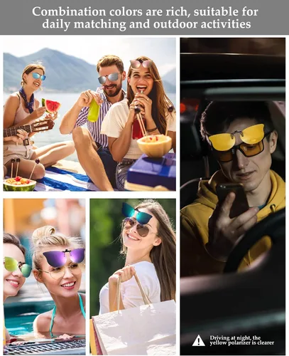 Vista 7 de Konohan 10 pares de lentes de sol polarizados con clip para gafas graduadas, abatibles para mujeres y hombres, protección UV, como se ve en las fotos