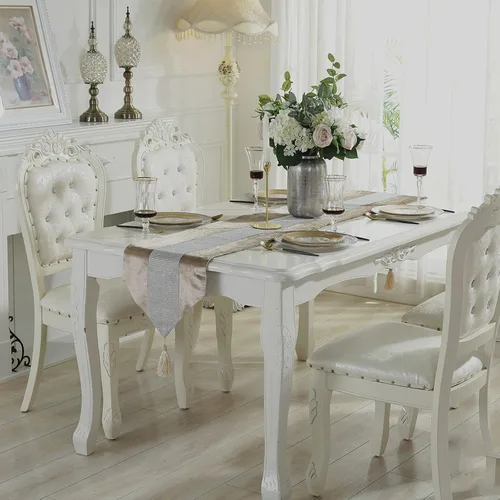 Vista 4 de Camino de mesa largo con lentejuelas y diamantes de imitación y borlas para comedor, Navidad, boda, fiesta, decoración de mesa
