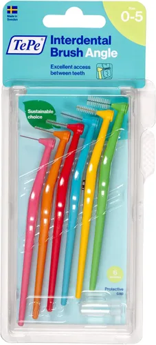 Vista 9 de TePe Cepillo Interdental en Ángulo, Cepillo Dental Angular para Limpieza de Dientes, Paquete de 6, 0.44 mm, Espacios Extra Pequeños/Pequeños, Rosa